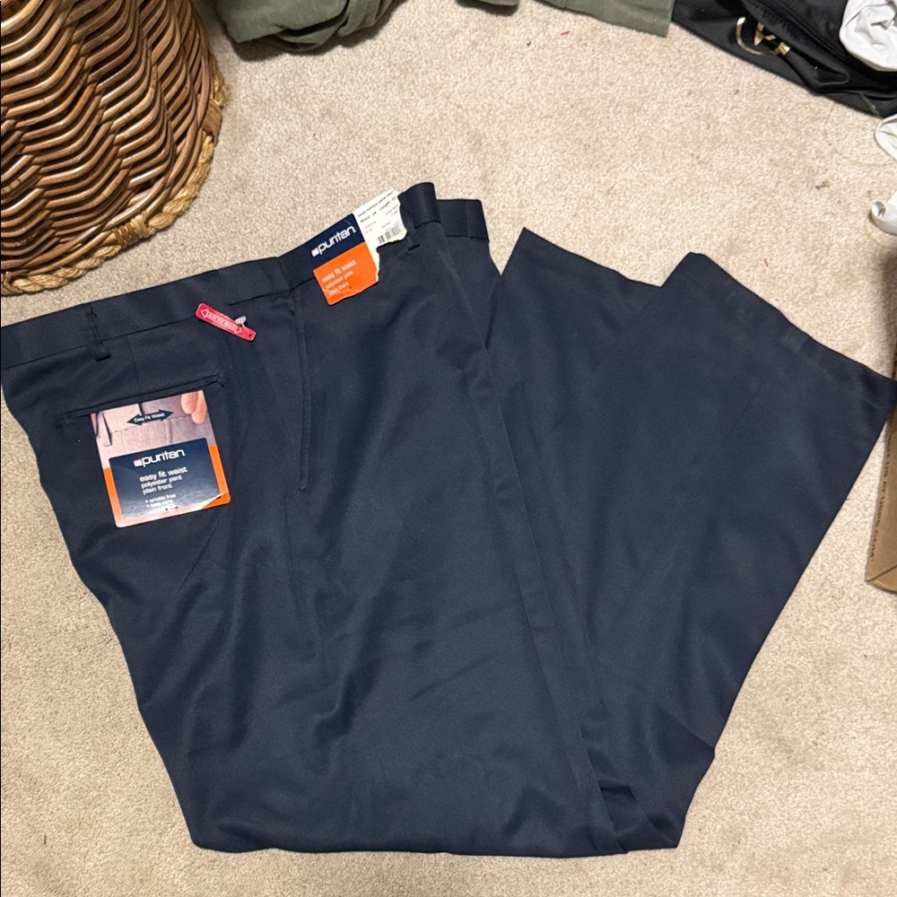 Puritan Men’s Dress Pants Navy Blue 38x32 NWT Easy Fit Waist